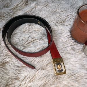 Caggiano Red Belt w/Gold Plated Snake Head Buckle